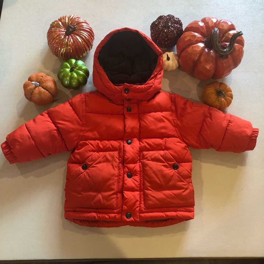EUC Baby GAP Down Alternative Primaloft Puffer Jacket Orange Size 12-18 months
